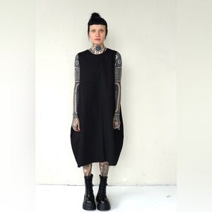 Diana Paukstyte Black Cap Sleeve Sweater Dress